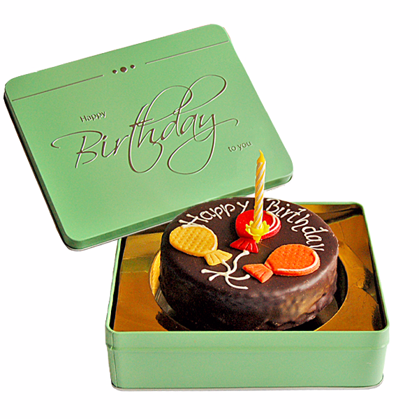 Dessert-Sachertorte „Happy Birthday“ mit Kerze