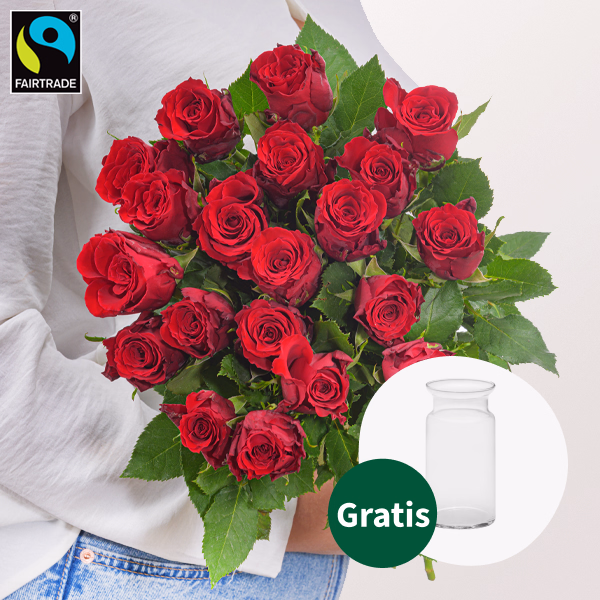 Rote Fairtrade Rosen im Bund